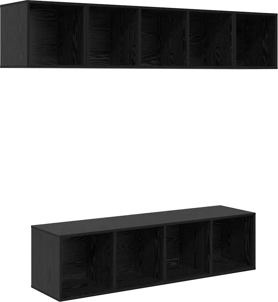 vidaXL Set comodă TV Pe perete 4 pcs Stejar Negru Lemn compozit