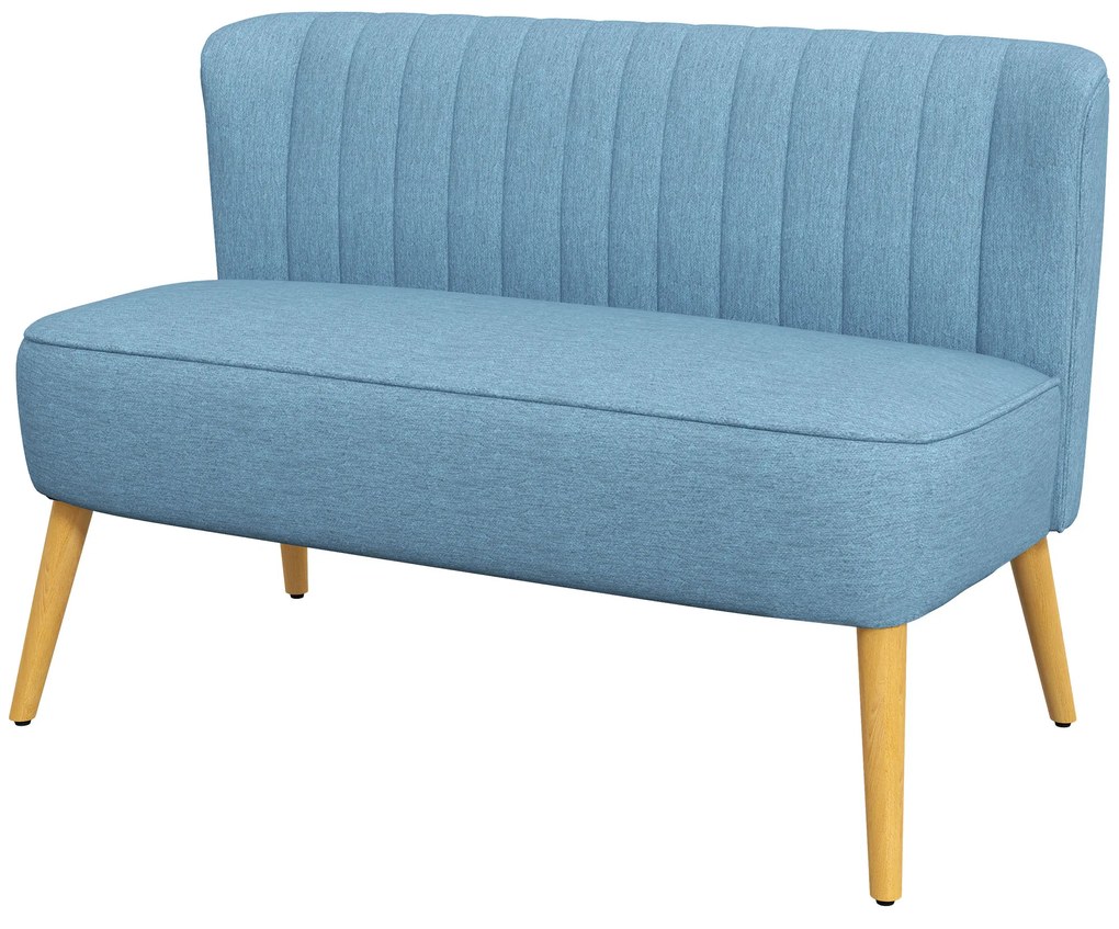 HOMCOM Canapea de 2 locuri în stil retro, captuseală moale, husă ușor de întreținut, până la 150 kg, 117 x 56,5 x 77 cm, Albastru | Aosom Romania