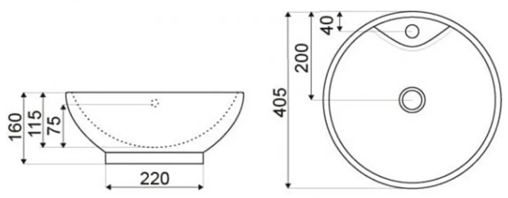 Lavoar ceramic KR40, rotund, 40,5x16cm