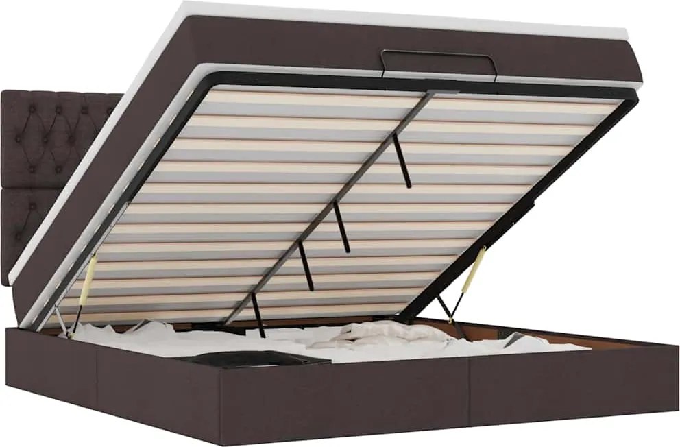vidaXL Cadru de pat otoman cu saltea țesătură maro închis 160x200cm