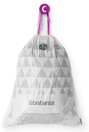 Saci de gunoi Brabantia PerfectFit Sort&Go/Silent/Touch N 1005487, Dimensiune C, 10-12 L, 40 buc, Alb