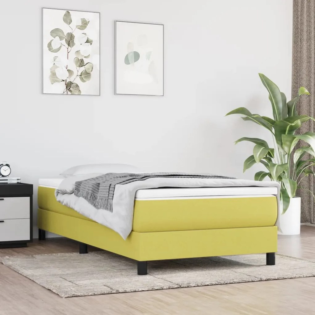 3144036 vidaXL Pat box spring cu saltea, verde, 80x200 cm, textil