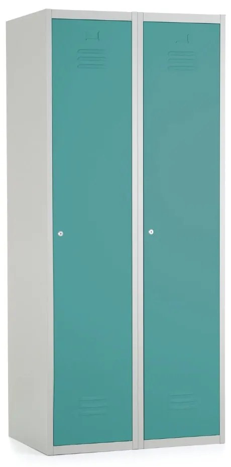 Dulap metalic, 80 x 50 x 180 cm, încuietoare cu cilindru, verde - ral 6033