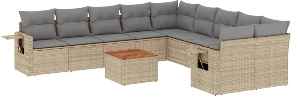 vidaXL Set canapele de grădină cu perne, 11 piese, bej, poliratan