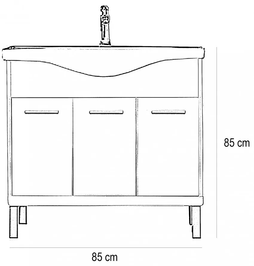 Dulap inferior Nerva 85 cm cu lavoar, stejar Sonoma
