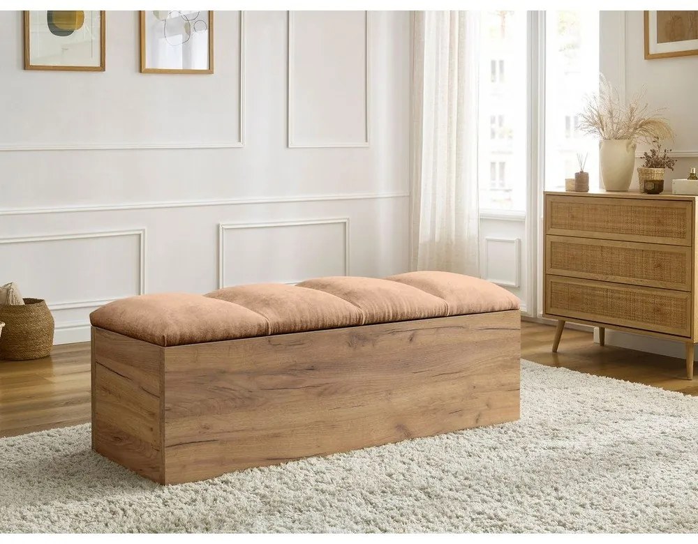 Bancă roz-deschis/în culoare naturală Kumo – Bobochic Paris