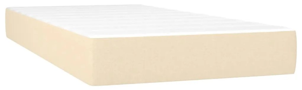 Pat box spring cu saltea, crem, 200x200 cm, textil Crem, 200 x 200 cm, Design cu nasturi