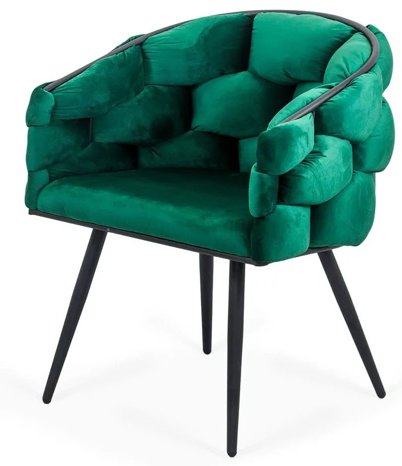 Scaun living modern din catifea si cadru metalic BUC 256 verde