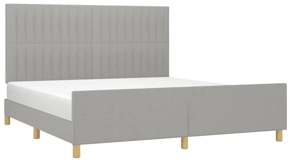 Cadru de pat cu tablie, gri deschis, 180x200 cm, textil Gri deschis, 180 x 200 cm, Benzi verticale