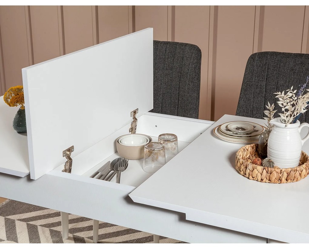 Set mobilier sufragerie Vlasta 1 (alb + antracit) (pentru 4 persoane). 1073068