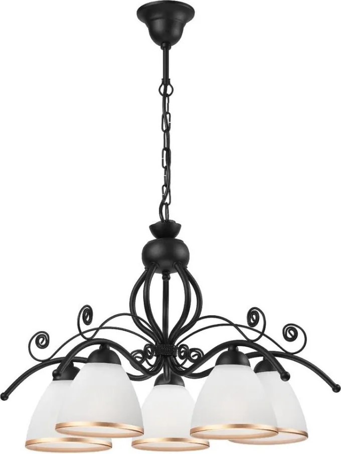 Candelabru RETRO II pe lanț, 5xE27/60W/230V, negru mat