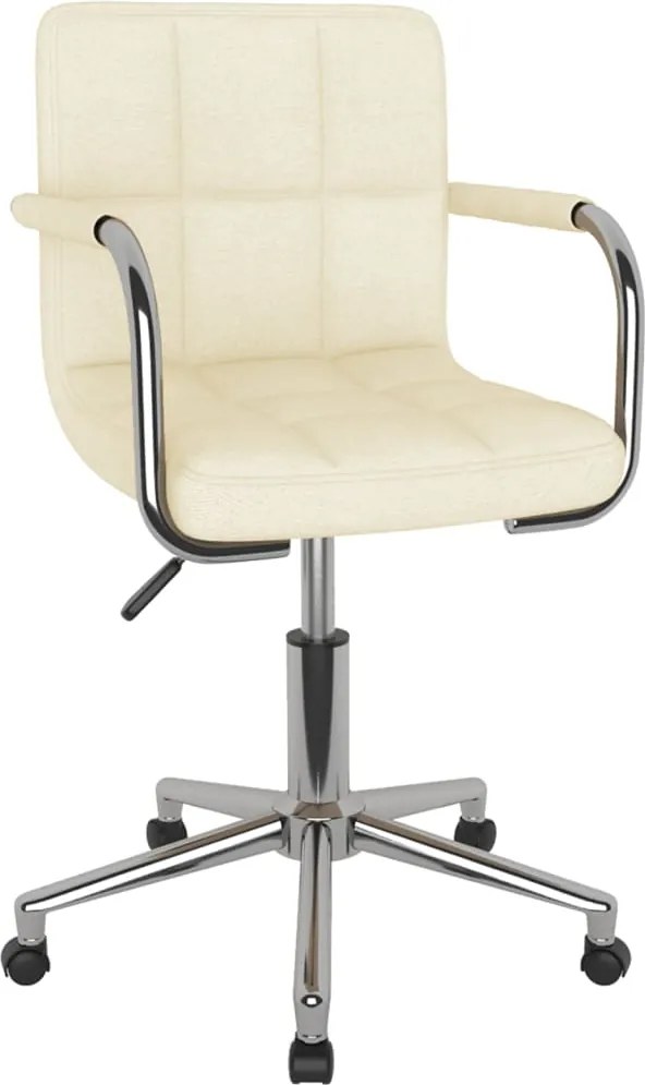 vidaXL Scaun de birou pivotant, crem, material textil