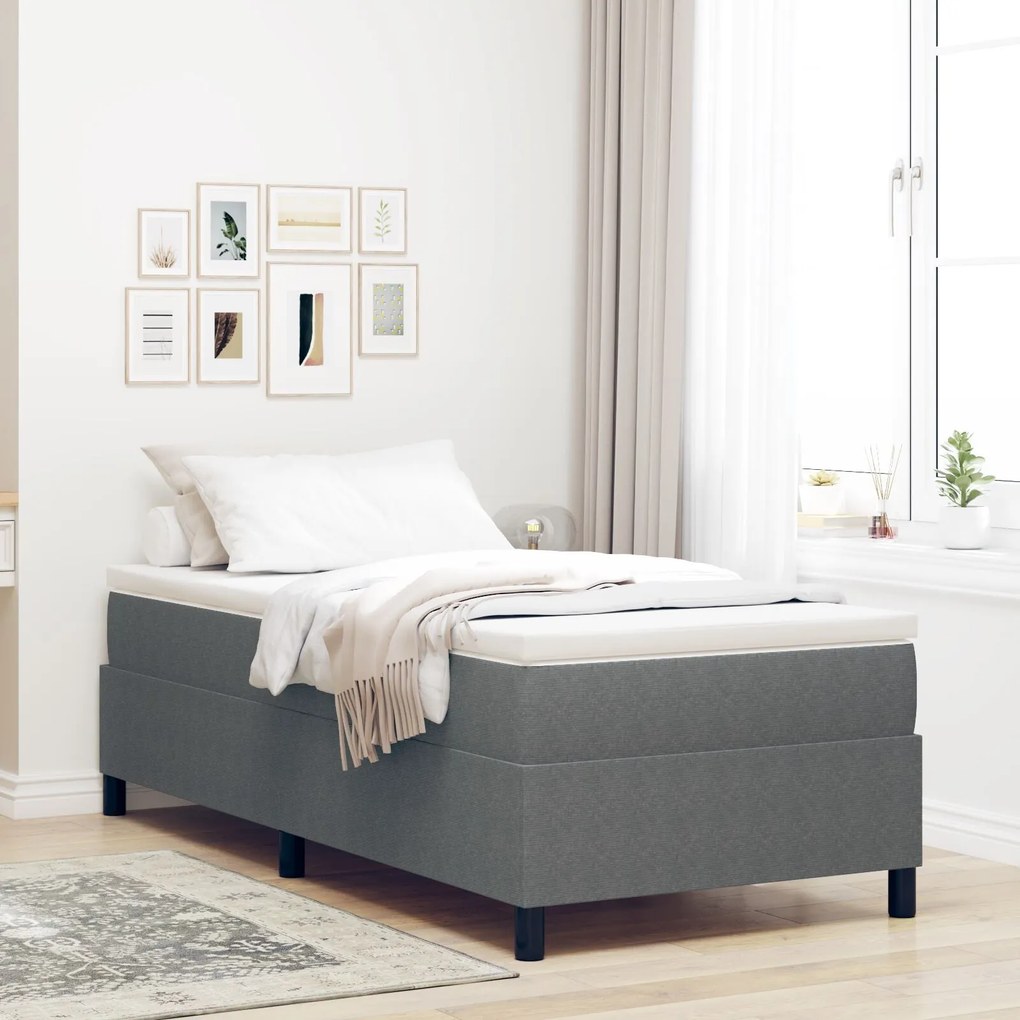 vidaXL Pat cu saltea - Gri deschis, Single, din material corduroy