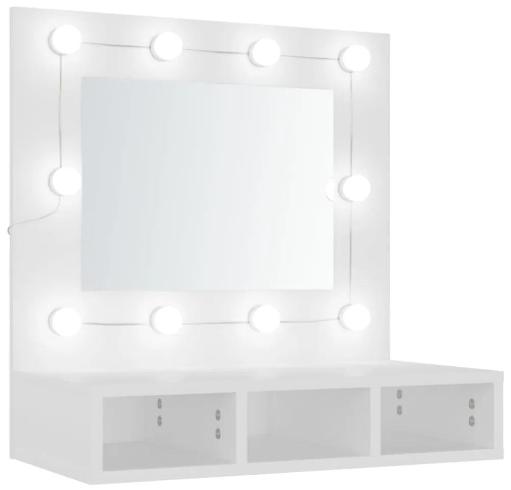 808882 vidaXL Dulap cu oglindă și LED, alb, 60x31,5x62 cm
