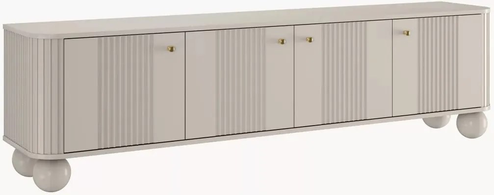 Comodă TV Vesper 4D 187 cm - cașmir / mânere aurii / picioare sferice
