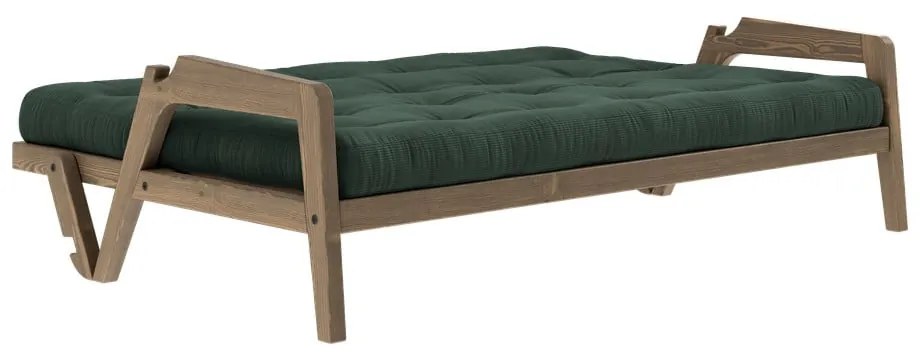 Canapea verde extensibilă cu tapițerie din catifea reiată 204 cm Grab - Karup Design
