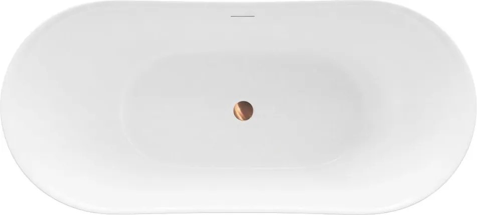 Cada freestanding cu ventil auriu periat Rea Ferrano Slim 150 cm alb