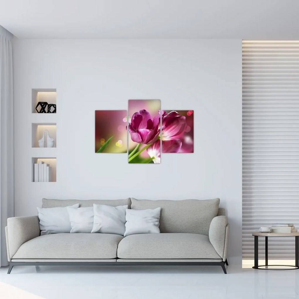 Tablou cu lalele roz (90x60 cm)