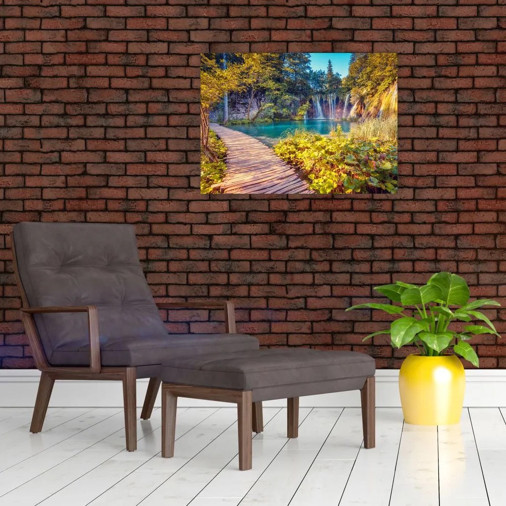 Tablou pe sticlă - Lacurile Plitvice, Croația (70x50 cm)