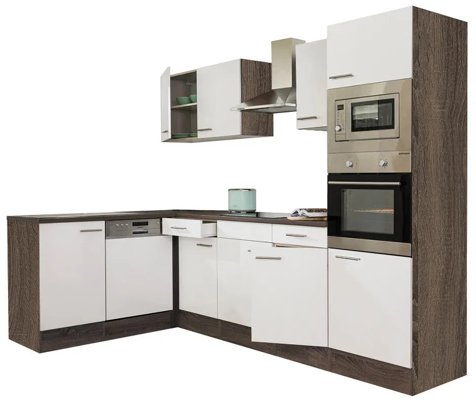 Corp de bucătărie de colț Yorki 280, corp din stejar Yorki, cu față alb satinat