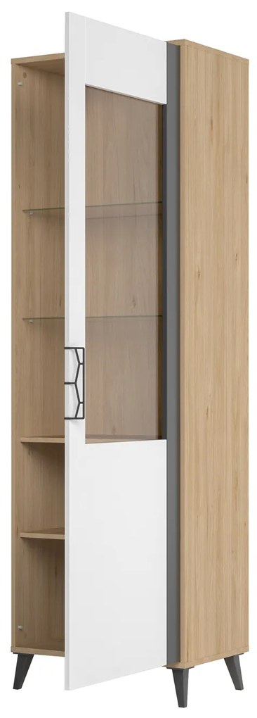 Vitrină Mussun 10 (Nuc american jackson + Alb mat + grafit mat) (D). 1068196