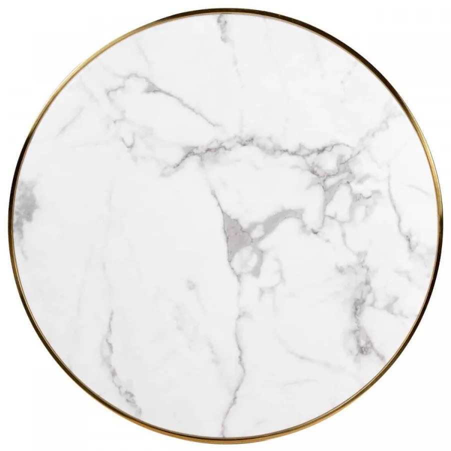 Masa rotunda cu blat din marmura Osteria 75 x 80 x 80 cm alb/auriu/negru