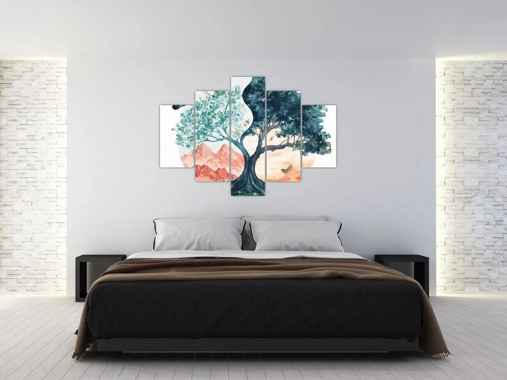 Tablou – Arbore acvarelă plin de viață (150x105 cm)