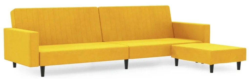 3081872 vidaXL Canapea extensibilă cu taburet, 2 locuri, galben, catifea