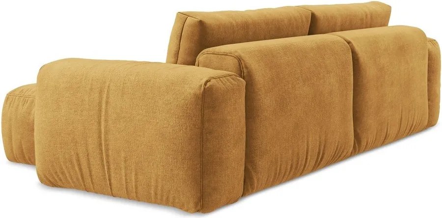 Colțar galben muștar extensibil cu tapițerie din chenille (cu colț pe partea dreaptă/cu șezlong) Kuki – Makamii