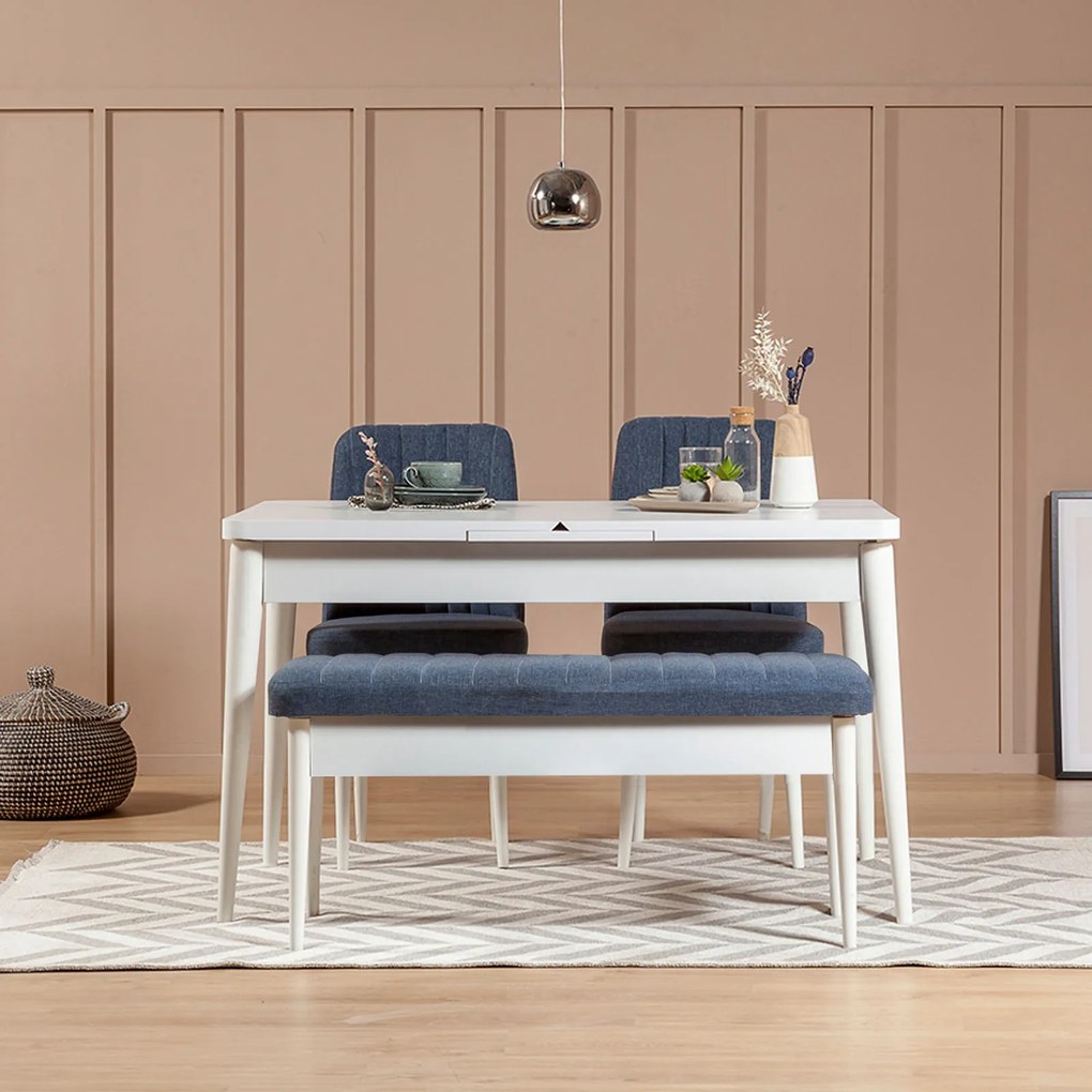 Set mobilier sufragerie Vlasta 1 (alb + albastru închis) (pentru 4 persoane). 1072197