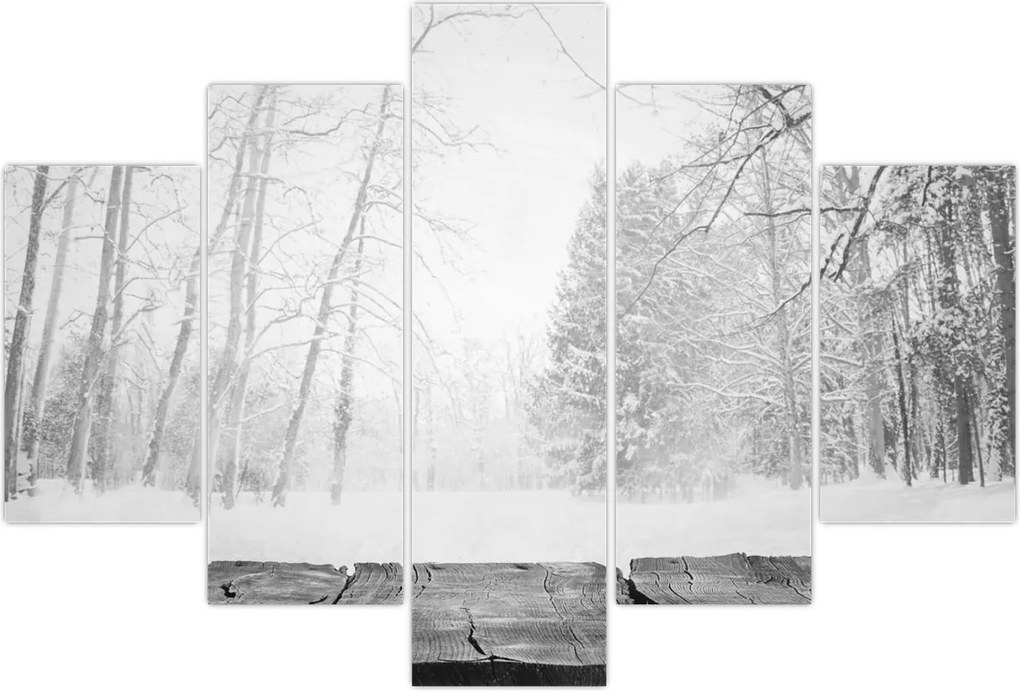 Tablou - Pier de lemn în timpul iernii (150x105 cm)