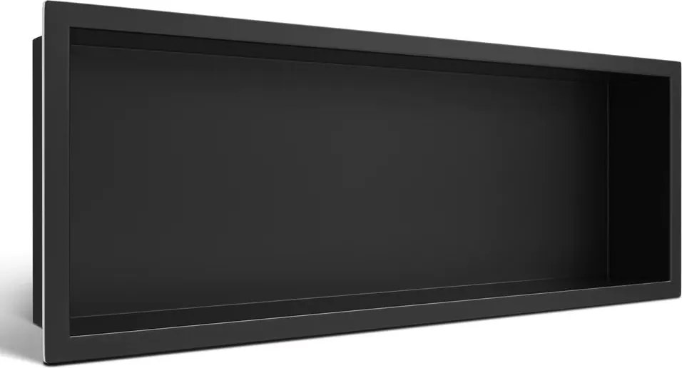 Raft incastrat dreptunghiular Balneo Wall-Box One cu rama 60x20x10 cm negru mat