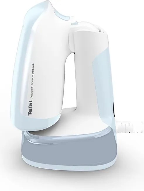 Fier de călcat vertical cu abur Tefal DT3041E1, 1300 W, 0,12 l, 20 g/min, talpă ceramică, pliabil, alb/albastru