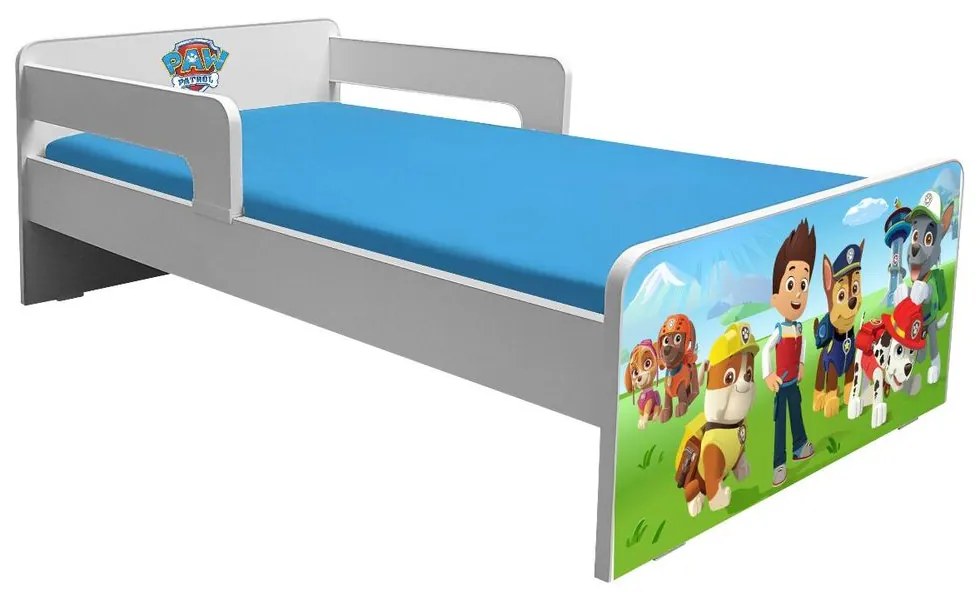 Pat copii Paw Patrol P2L 2-8 ani cu paravane detasabile + saltea cu lana