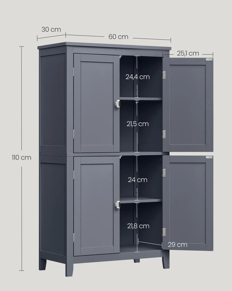 Dulap baie Vasagle Gri 60x30x110 cm