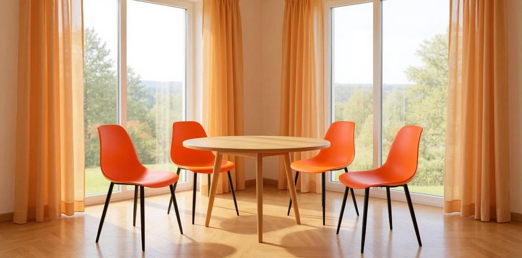 Set 4 scaune portocalii OSAKA cu picioare negre