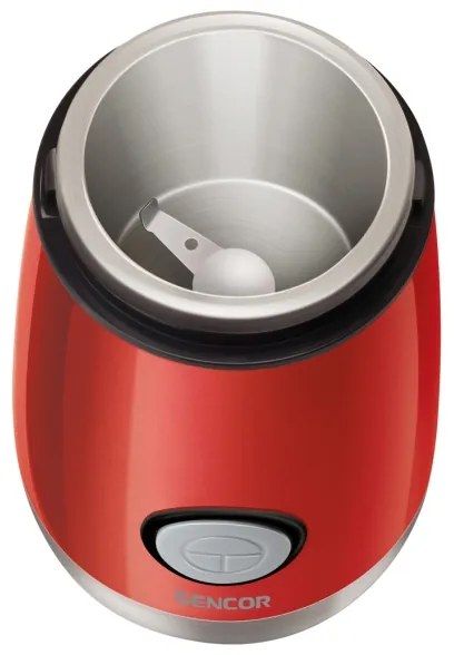 Râșniță electrică pentru boabe de cafea 60 g 150W/230V roșie/crom Sencor