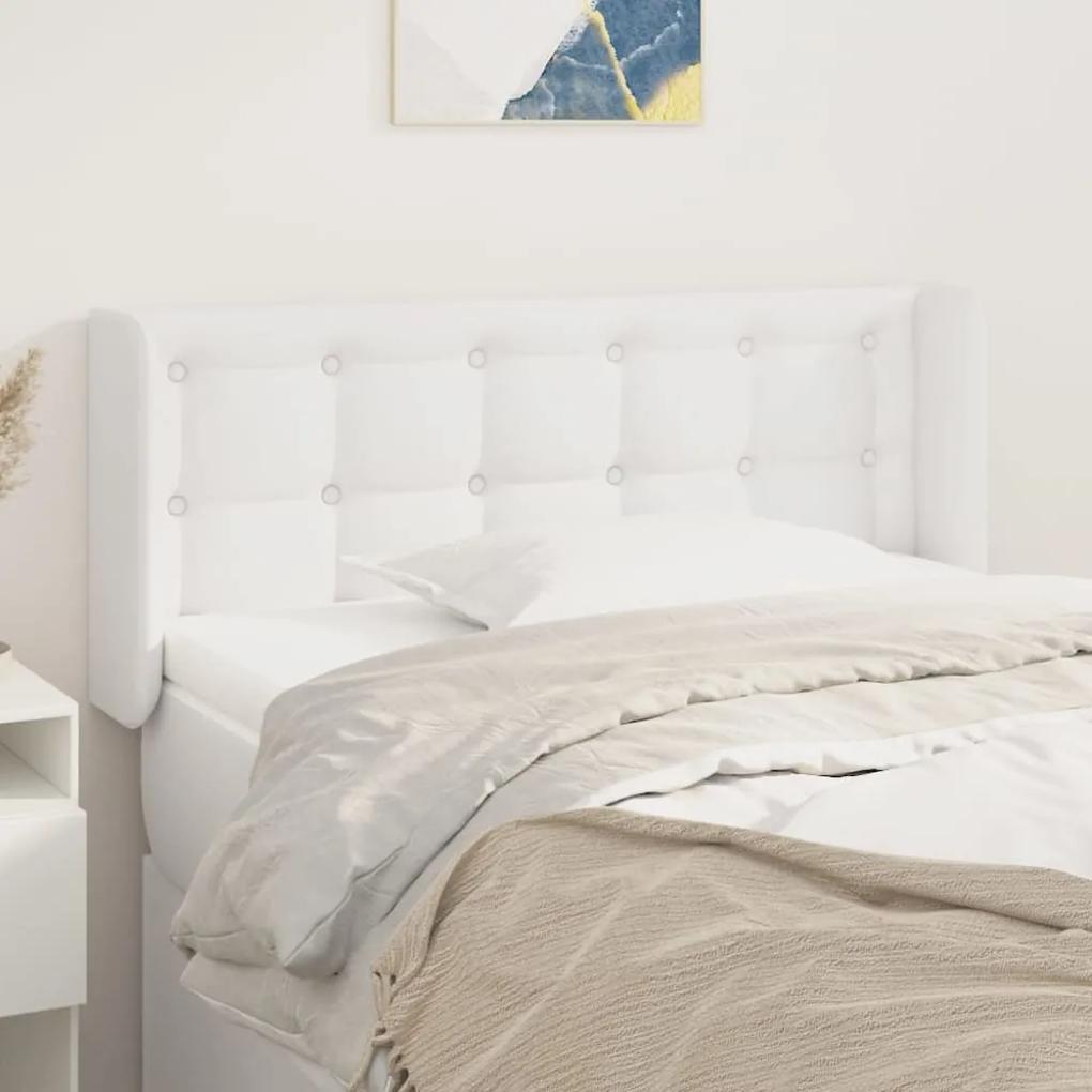 Tablie de pat cu aripioare alb 103x16x78 88 cm piele ecologica 1, Alb, 103 x 16 x 78 88 cm