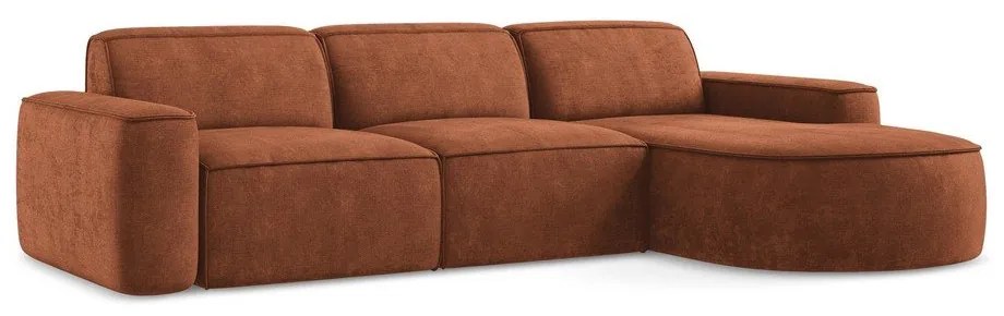 Colțar teracotă cu tapițerie din chenille (cu colț pe partea dreaptă/cu șezlong) Omao – Makamii