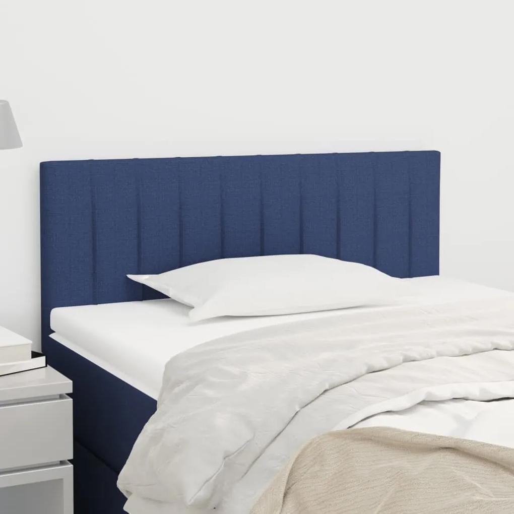346234 vidaXL Tăblie de pat, albastru, 100x5x78/88 cm, textil