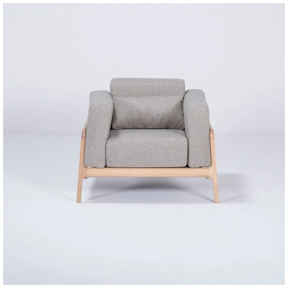 Fotoliu din lemn de stejar Gazzda Fawn, gri