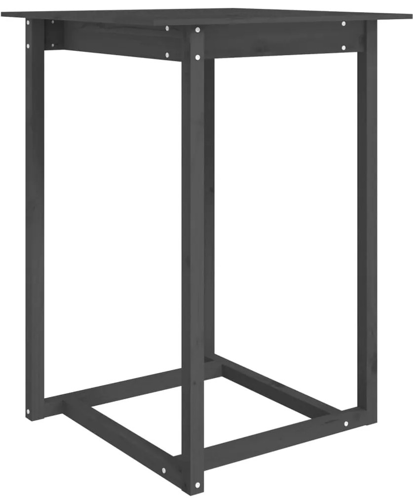 822184 vidaXL Masă de bar, gri, 80x80x110 cm, lemn masiv de pin