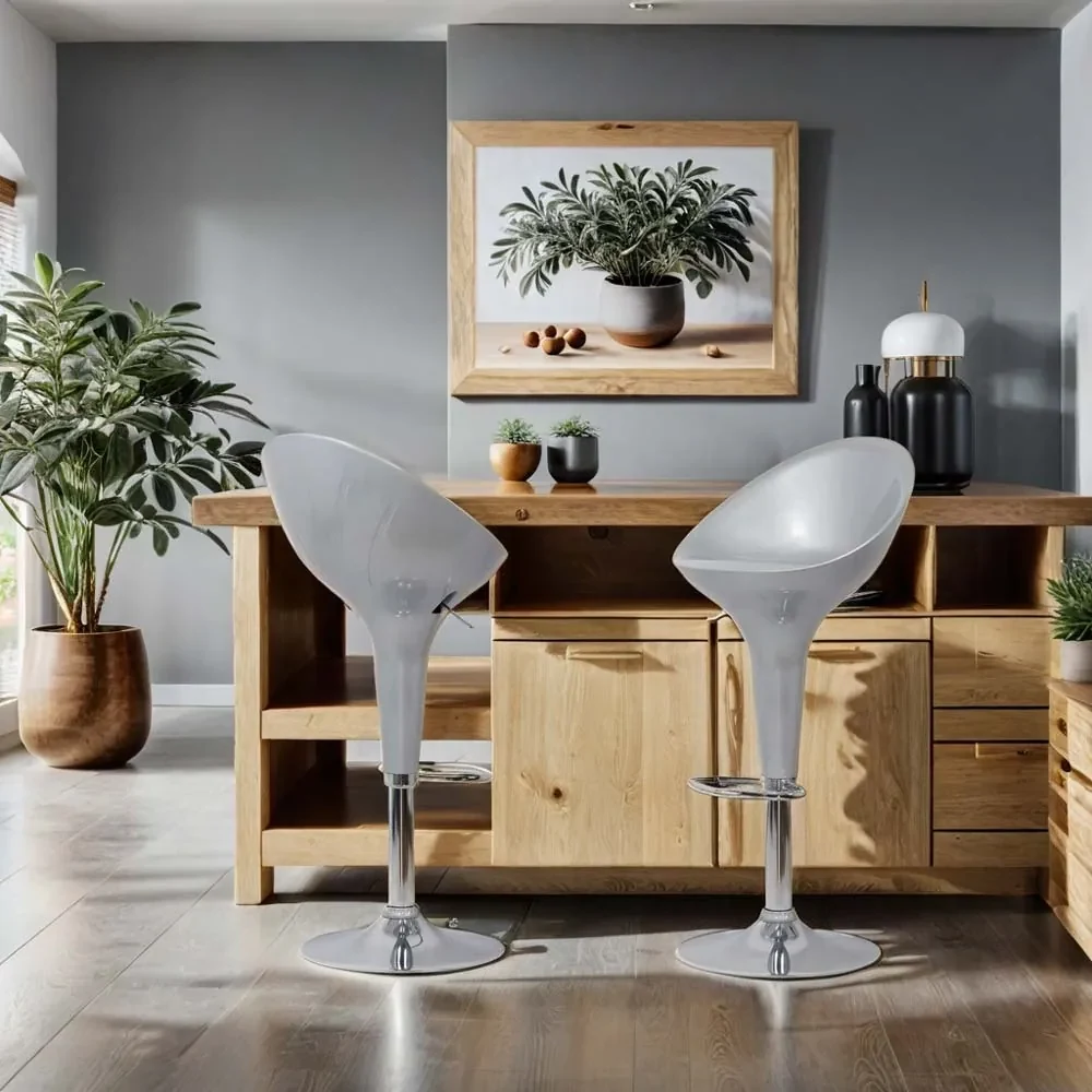Scaun de bar Argintiu ABS 105 - Modern, Reglabil, Lucios