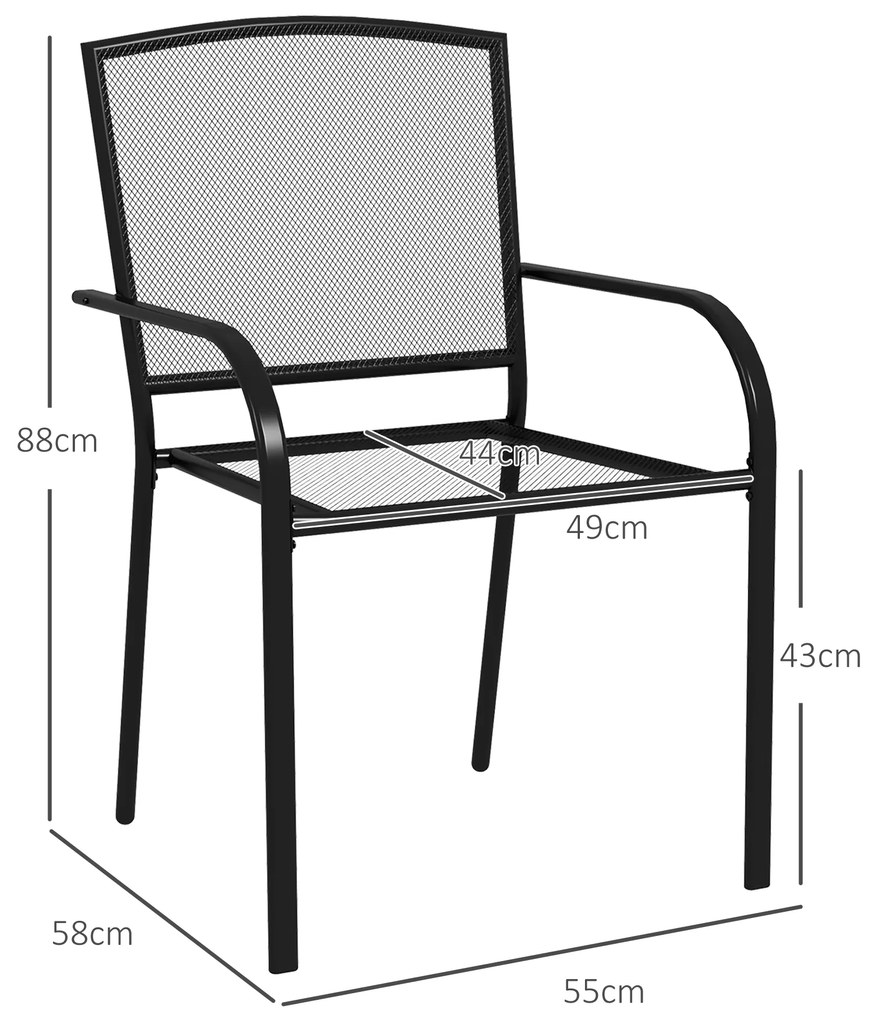 Set de 2 scaune de grădină Outsunny, scaune de exterior stivuibil | Aosom Romania