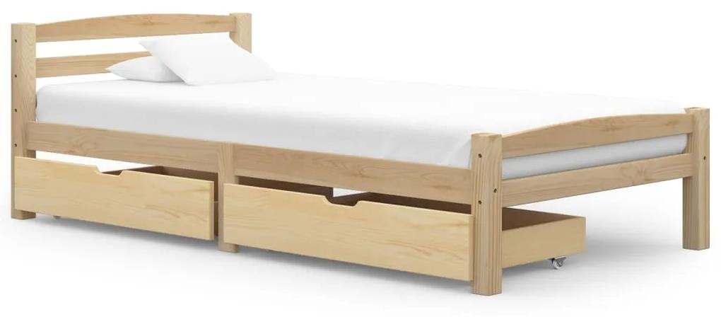 3060382 vidaXL Cadru de pat cu 2 sertare, 100 x 200 cm, lemn masiv de pin