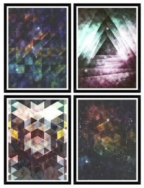 Tablou 4 piese Framed Art Galaxy Triangles