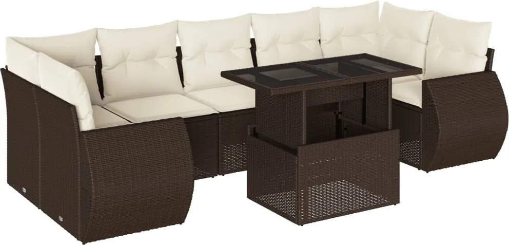 vidaXL Set canapele de grădină cu perne, 8 piese, maro, poliratan