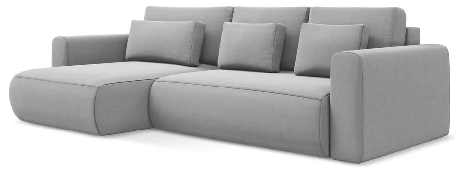 Colțar gri deschis extensibil/cu spațiu de depozitare cu tapițerie din catifea (cu colț pe partea stângă/cu șezlong) Kapua – Makamii