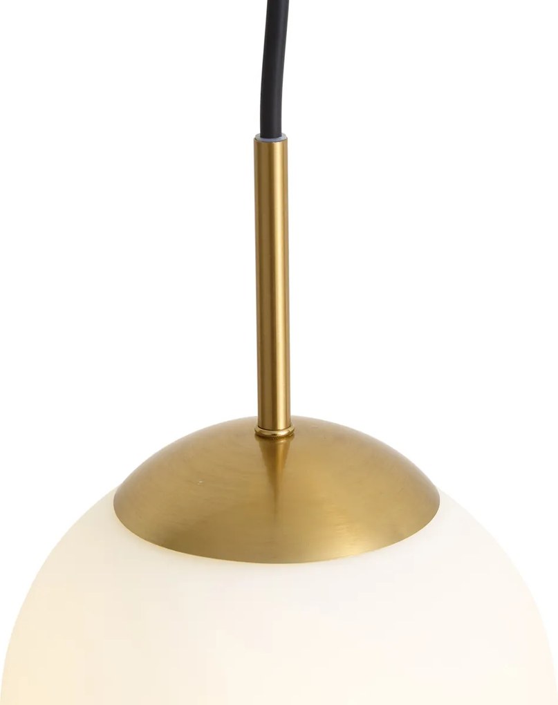 Lampă suspendată Art Deco Auriu cu sticlă opal IP44 - Flore