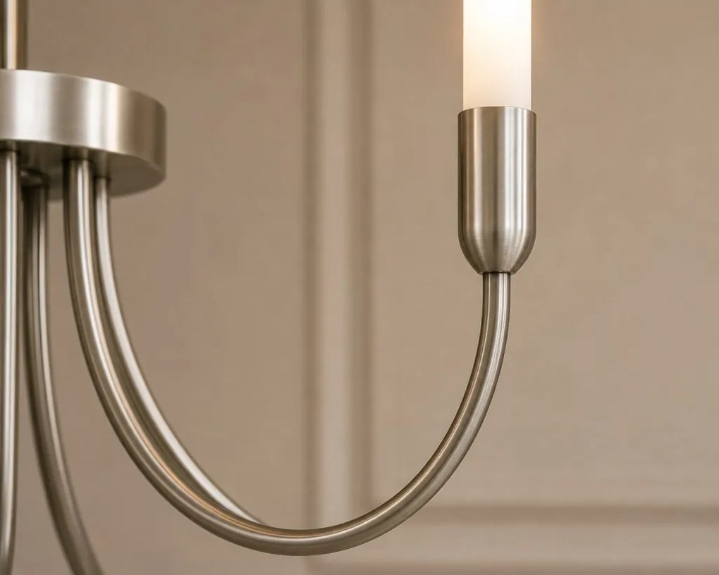 Candelabru cu 5 brate AUGUSTINE nickel/alb